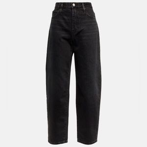 Frame Ultra High Rise Barrel Jeans Denim Black